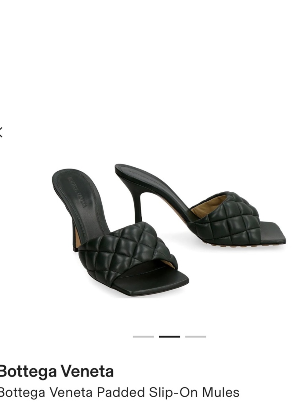 Bottega Veneta Black Quilted Leather Square-Toe Slide Mules